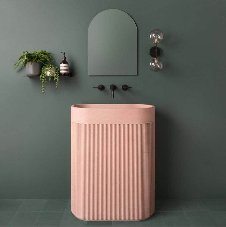 Kast Concrete Basins Complete Pedestal Bathroom Sinks item AP.A1-Peach